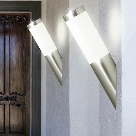 Set di 2 lampade da parete per esterni illuminazione per facciate torce in acciaio inossidabile con lampadine a LED