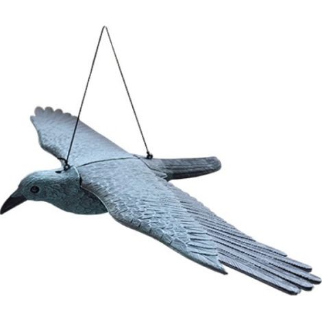 Dissuasore spaventapasseri corvo volante 42x18x16 cm con piedistallo e gancio