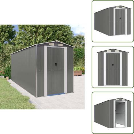 Geräteschuppen Hellgrau 192x523x223 cm Verzinkter Stahl - Gartenschuppen - Gerätehaus - Werkzeuglager - Außenaufbewahrung - Gartenorganisation (1/5)