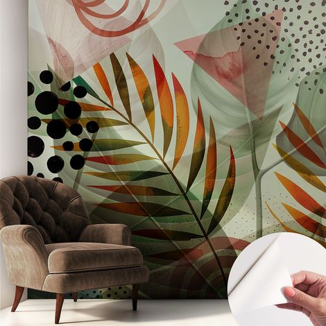 Fotomurale adesivo - parete decorativa - decorazione casa - stile moderno parete - Foglie astratte 250x250 cm (1/5)