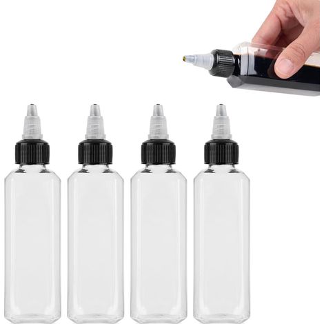 4 bouteilles doseuses 100 ml compressibles, pour huile, sauces ou distributeurs multi-usages