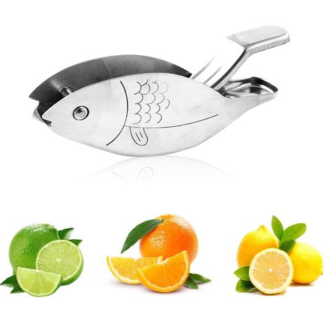 Presse-citron manuel en forme de poisson, presse-citron en acier inoxydable et presse-citron vert portable, presse-agrumes manuel robuste pour oranges, citrons verts, grenades et autres agrumes, facil