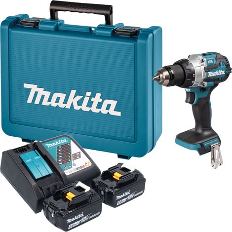 Taladro atornillador de percusión a batería Makita DHP 489 RGE de 18 V, 73 Nm, sin escobillas + 2 baterías de 6,0 Ah + cargador + maletín (1/5)