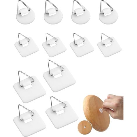12 Pièces Crochet Adhesif Mural, Accroche Tableau Adhesif Invisibles, Attache Murale sans Percer, Fixation Cadre sans Percer pour Photos Tableaux Art (1/5)