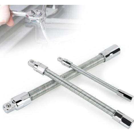 Set di 3 prolunghe per chiavi a bussola flessibili da 1/2, 3/8 e 1/4", portapunte con attacco esagonale flessibile, portapunte con albero flessibile per cacciavite a batteria