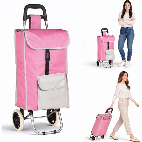 Carrello Trolley Frigo Modello Zeus Rosa Ruote e Manico Ergonomico 35x30x90cm