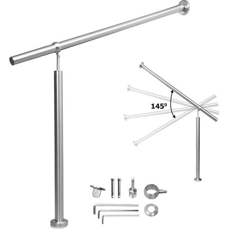 Wolketon Ringhiera d'ingresso in acciaio inox 150 cm ringhiera per interni ed esterni corrimano da parete montaggio laterale angolo regolabile
