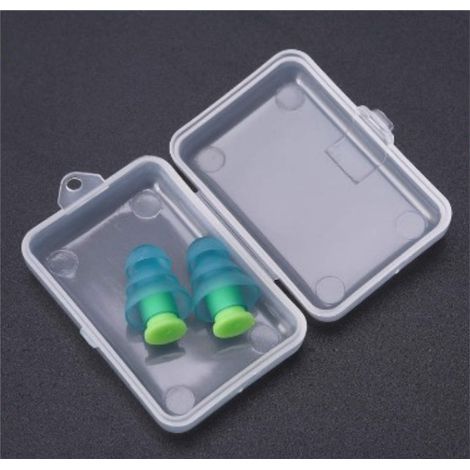 Bouchons d'oreilles en silicone Voguish 3 couches - Idéal pour dormir, voyager et nager - Isolation phonique douce - Bleu (1/4)