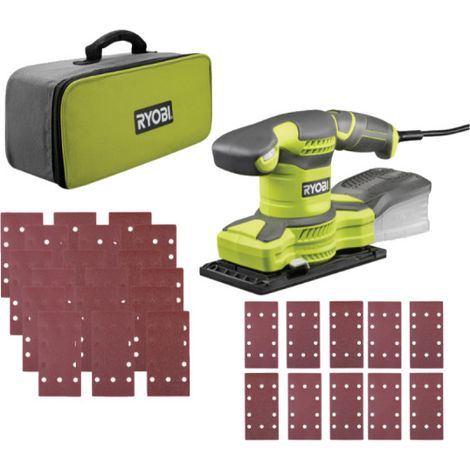 Pack RYOBI Ponceuse vibrante électrique RSS280-SA30 - 280W - sac de transport - 30 abrasifs - 10 abrasifs auto-agrippants