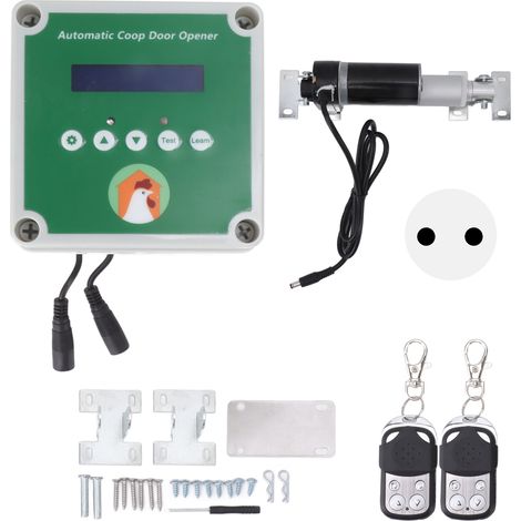 Ouvre-poulailler automatique Actionneurs linéaires Kit de moteur de porte de poulailler électrique avec capteur de lumière Télécommande 100 à 240 V Prise UE.