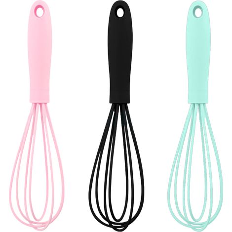 Lot de 3 mini fouets de cuisine colorés en silicone de qualité supérieure - Mini fouets pour œufs, idéaux pour remuer et cuisiner. (1/5)