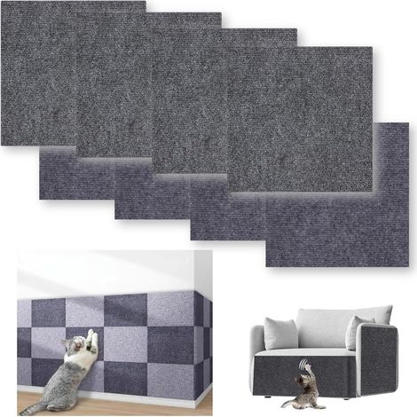Juego de 8 protectores para rascadores de gatos (30 x 30 cm), autoadhesivos y recortables, gris oscuro + gris claro. (1/5)