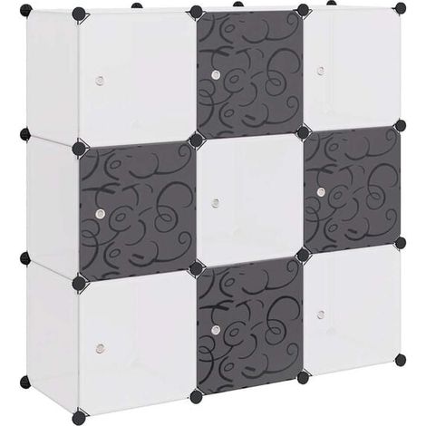 Boîte de rangement cubique à 9 compartiments, noir et blanc (1/5)