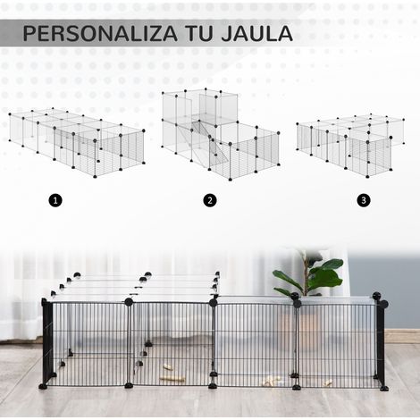 Parc pour animaux de compagnie avec 27 panneaux et forme personnalisable pour cochons d'Inde. lapins. chinchillas. 140 x 70 x 70 cm. transparent (1/5)