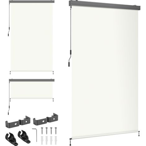 Jiubiaz Senkrechtmarkise für Außen- und Innenbereich Außenrollo wasserfest mit Handkurbel für Balkon, Terrasse & Garten Balkonrollo Sonnenschutz aus Aluminium Rollo Sichtschut 250x160cm Beige