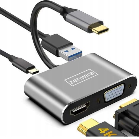 Adaptateur HUB USB-C 4-EN-1 HDMI 4K VGA Adaptateur USB (1/5)