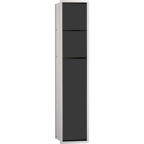Module d'armoire encastré pour toilettes d'invités, meuble de salle de bain comme porte-papier toilette et porte-brosse WC avec compartiment supplémentaire, armoire haute avec fonction (1/4)