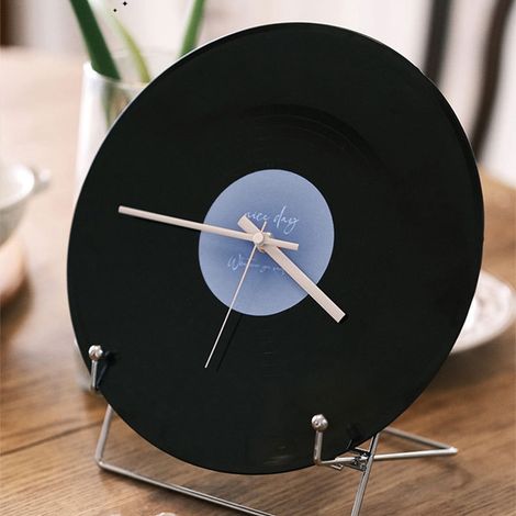 Horloge Murale Disque Vinyle - 30 cm - Fonctionnement Sur Pile - Silencieuse - Support Inclus - Pour Salon Café Décoration Intérieure - 1 Pièce (1/5)