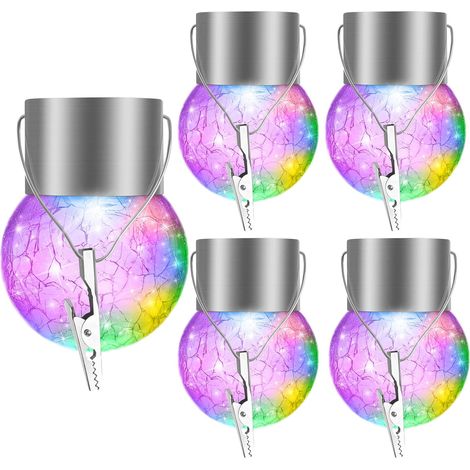 Guirlande Lumineuse Solaire, 5 pcs Lampes Solaires Extérieur, Étanche Lumineuse Exterieure Lampe Décoration pour Jardin Terrasse Balcon Mariage Fête Anniversaire, Multicolore (Color5)