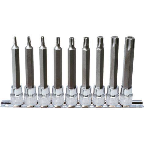 3/8" CHROMEplus Bit-Stecknuss-Satz Torx, Bohrung, lang, 9-tlgTB20-TB60 (1/2)