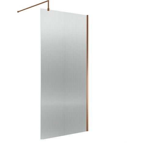 Balterley Fluted Wetroom Screen with Support Bar, 1000mm, Brushed Bronze