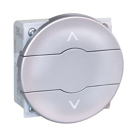Interrupteur double poussoir pour volet roulant - 2 positions Montée/Descente  6A - COMETE Couleur Silver