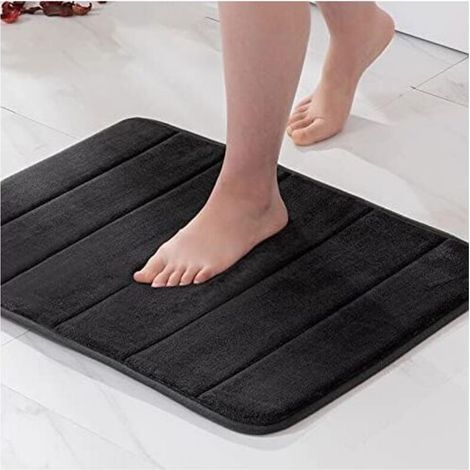 Tapis De Bain - Mousse Hydrophile Memoire - Design Galet - Antidérapant - 40 X 60 Cm - 1 Piece (1/4)