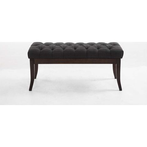Panca design RAMSES in legno scuro antico e tessuto grigio scuro 100 cm (1/3)