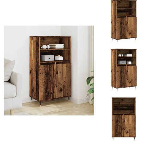 Buffet haut vieux bois 60x36x110 cm bois d'ingénierie - Buffet - Buffets - Armoire - Armoire Latérale (1/5)