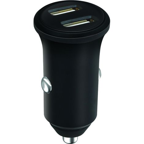 Chargeur allume-cigares 2 USB-A 4,8A Fast Charge - 100% plastique recyclé - noir (1/5)
