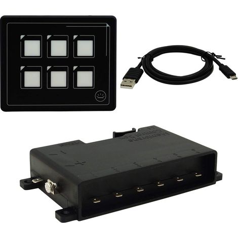 12v 24v 6 Broches Film Panneau de Commutation à écran Tactile LED intégré PPTC avec câble USB et boîtier de Commande à Membrane IP66 pour Caravane de Camion de Voiture RV Yacht Bateau (1/5)