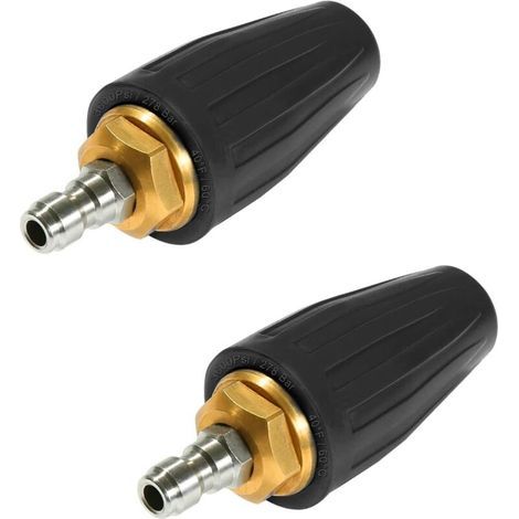 2pcs 360° Universal Rotating Turbine Nozzle for Water Pressure Washer, 1/4 Quick Connect, Rotating Turbine Cleaning Nozzle (Black) (1/5)