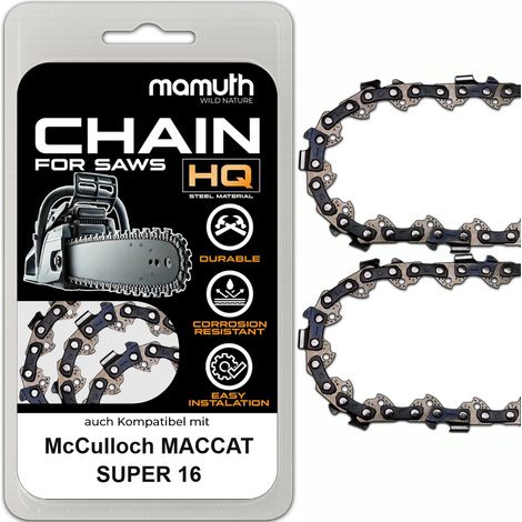 2x Chaîne de tronçonneuse 40cm 1,3mm 3/8" 54TG pour McCulloch MACCAT SUPER 16 (1/4)