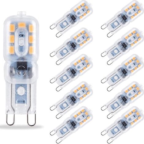 Lot de 10 ampoules LED G9 3 W à intensité variable équivalent à une ampoule halogène 30 W Blanc chaud 3000 K Angle de faisceau 360° (1/5)