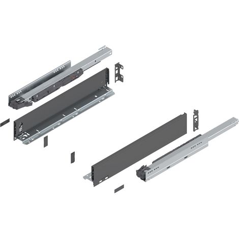 Blum Legrabox pure H M Schubladenschienen Set 1 Paar, 40kg 500mm Tip On Vollauszug, oriongrau