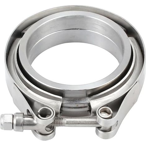 1 kit de serrage en V de 63 mm (2,5") en acier inoxydable avec 2 brides mâles et femelles en V, anneaux de raccordement, anneaux de centrage, système d'échappement turbo, fermeture rapide pour (1/5)