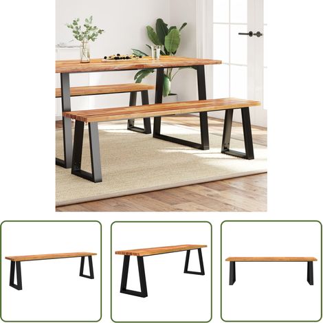The Living Store Bank Baumkante 160 cm Massivholz Akazie - Esstischbank - Holzbank - Flurbank - Akasienholzbänkchen - Wohnzimmersitzplatz (1/5)