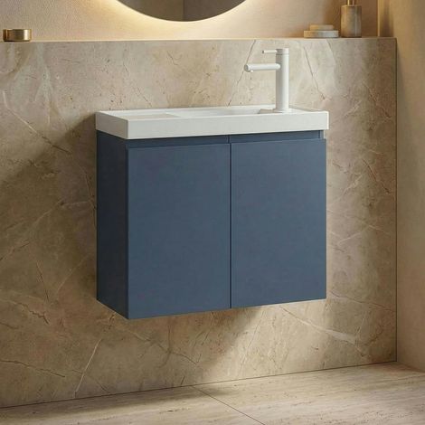 Lave-mains suspendu 60 cm bleu 2 portes IRIS (1/4)