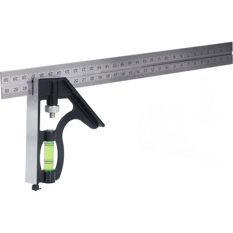 Équerre de charpentier en acier inoxydable avec règle graduée 0-300mm outil de mesure pour menuiserie et bâtiment (1/5)