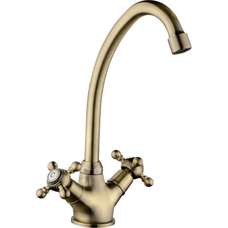Grifo Monobloc Fregadero Atenas Curvo Bronce, 29cm(alto) 15.4cm(largo). (1/2)