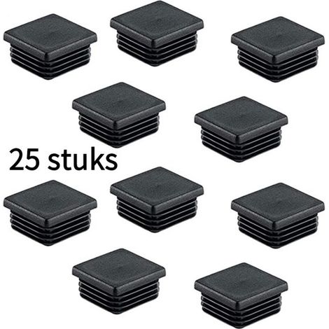 25 bouchons carrés pour tubes, en plastique noir, 40 x 40 mm, bouchons carrés en plastique, bouchons pour tubes (1/5)
