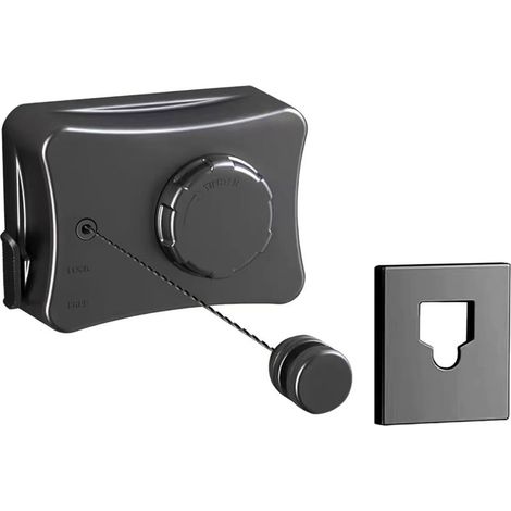 Corde à linge rétractable, étendoir mural d'intérieur pour vêtements secs et mouillés sur des cordes à linge d'extérieur robustes de 5 m (noir) (1/5)