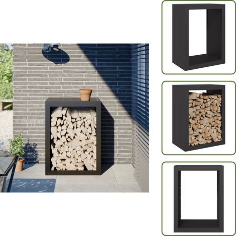 Portant de bois de chauffage noir 60x40x80 cm acier - Support De Bois De Chauffage - Supports De Bois De Chauffage - Magasin De Bûches - Stockage De Bûches (1/5)