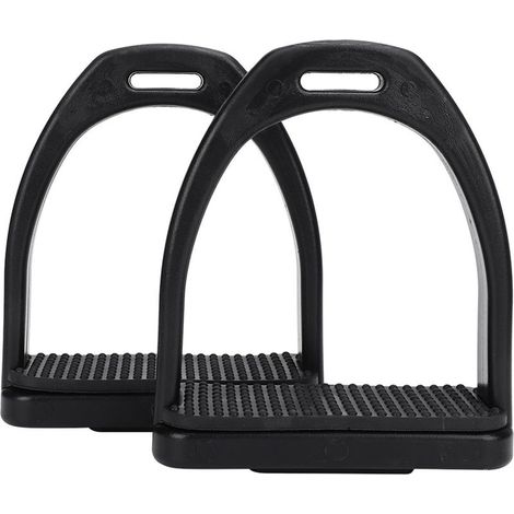 Étriers en plastique haute résistance, 2 pièces, avec coussin en caoutchouc antidérapant noir, accessoires pour outils équestres (grands) (1/5)