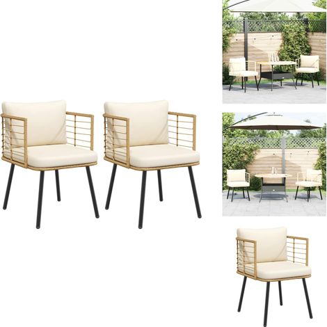 Chaises de jardin lot de 2 avec coussins naturel résine tressée - Chaise De Jardin - Chaises De Jardin - Siège De Jardin - Siège D'extérieur (1/5)