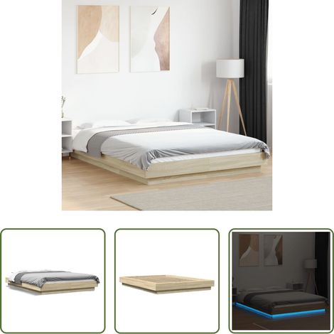 LED-Leuchten - Bettgestell mit LED Sonoma-Eiche 120x190 cm Holzwerkstoff (1/5)