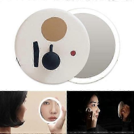 Miroir de maquillage LED rechargeable portable 2026, compact et portable, en ABS, idéal pour les voyages et les filles - Batterie USB 800 mAh