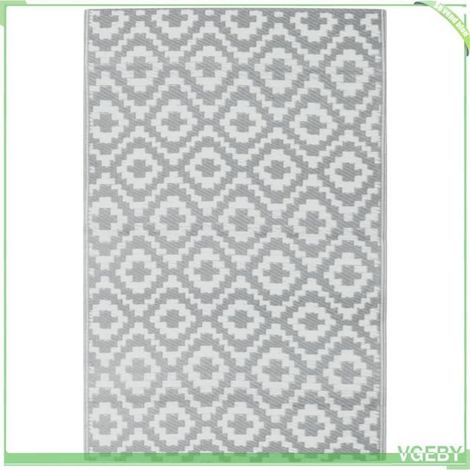Tapis d'extérieur - FAFEICY - ARAKIL - 120x180 cm - Gris - Polypropylène réversible anti-UV (1/5)