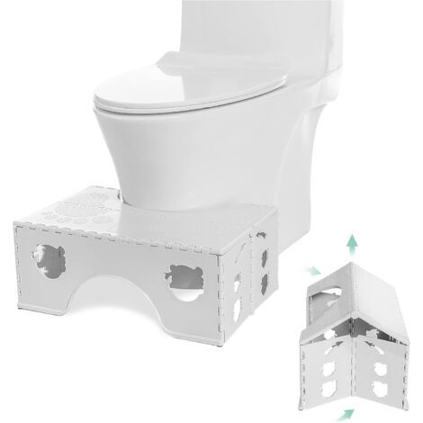 QORVA-Tabouret de toilette pliable - Tabouret physiologique de salle de bain pour adultes et enfants - Tabouret WC pour salle de bain et WC