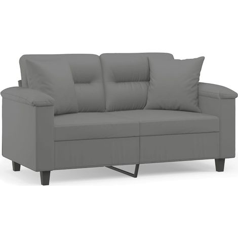 Canapé  Sofa 2 places avec oreillers gris foncé 120 cm (1/5)